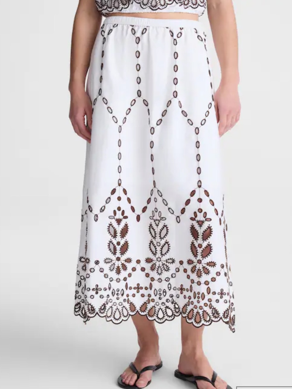 Madewell Embroidered White Midi Skirt . New with tags - Picture 2 of 6